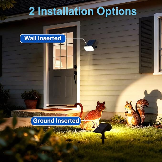 JEJOT Solar Spotlights Outdoor Waterproof with Focus Beam, 2 Pack | Solar Spot Lights, 2 Lighting Modes, Solar Lights for Yard Garden Lawn Landscape Pathway, Warm White