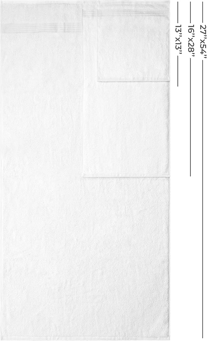 Hotel & Spa Quality Super Absorbent and Soft, Cotton, 6 Piece Turkish Towel Set for Kitchen and Decorative Bathroom, Includes 2 Bath Towels 2 Hand Towels 2 Washcloths, Snow White