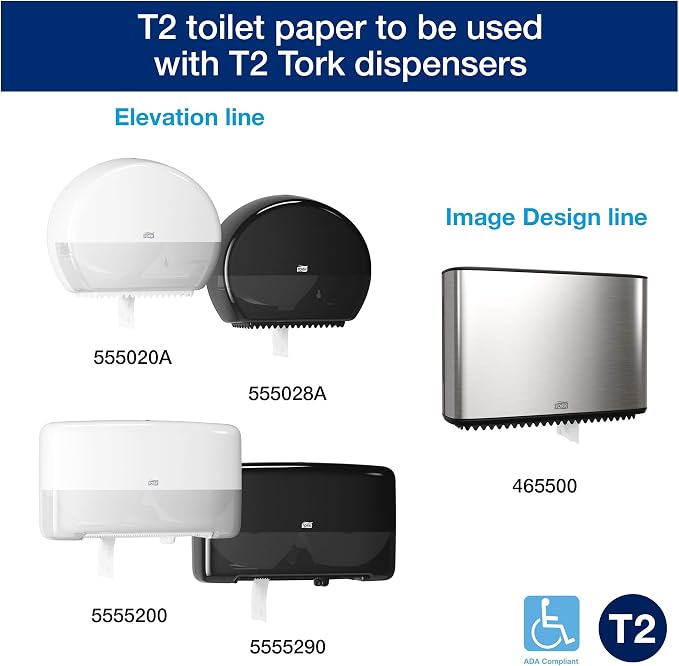 Tork Matic Paper Hand Towel Roll White H1 (6 Rolls) and Tork Mini Jumbo Toilet Paper Roll White T2 (12 Rolls)
