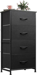 WLIVE Small Dresser Nightstand for Bedroom, 4 Drawers, Charcoal Black | 4 vertical fabric drawers, Space-saving tower, Bedroom or closet use, Chest of drawers, Dresser for small spaces