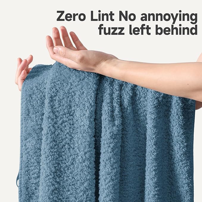 REDKISS Ultra-Plush Bath Towel Set - 900GSM Premium Thick Cotton for Bathroom & Spa, Super Absorbent Quick-Dry Bath Sheets with No Pilling (4-Piece Set for Adults, Luxury Hotel & Home Use)-Ink Blue