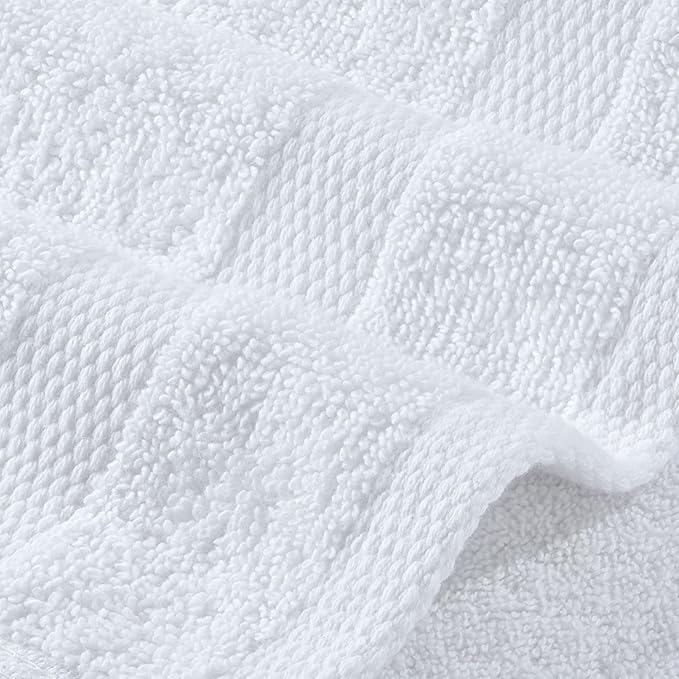 Wealuxe White Washcloths 12 Pack - 600 GSM 100% Ring-Spun Cotton Wash Cloths for Showering, Highly Absorbent and Soft | 12x12 Inches