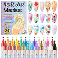 SAVILAND 24 Colors Nail Polish Pens Set: 20s Quick-Drying Dual-Tip Acrylic Paint Nail Art Pens Fine Tip for Painting Nails, Drawing Dots, Lines & Designs, Home DIY Nail Art Supplies