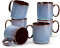 vancasso ONION Ceramic Coffee Mugs Set of 6, 16 Oz Coffee Cups for Latte, Cappuccino, Tea & Hot Cocoa, Artisan Modern Style for Coffee Bar, Home & Kitchen, Microwave & Dishwasher Safe, Deep Blue Gray