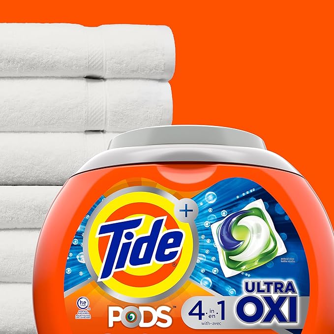 Tide 4-n-1 Ultra Oxi PODS Laundry Detergent Pacs, 57 Count, HE Compatible, Built in Pre-treater for Stains (Pack of 4)