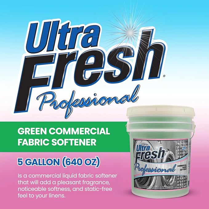 Ultra Fresh Professional 5 Gallon Fabric Softener for Commercial Washing Machines, Liquid Fragrance Booster for Up to 640 Laundry Loads, Fresh Scent
