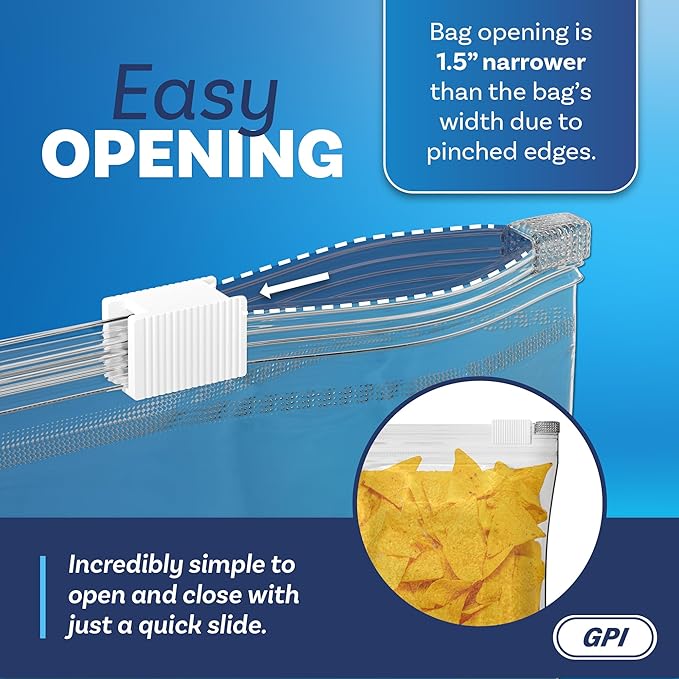 100 Count - Slider Zip Food Storage Snack Bags, 4" x 6" (8 Ounces) 3 Mil Heavy Duty, Strong & Durable For Freezer Storage, For Nuts, Candy, Snacks, Seeds, Jewelry & More. GPI