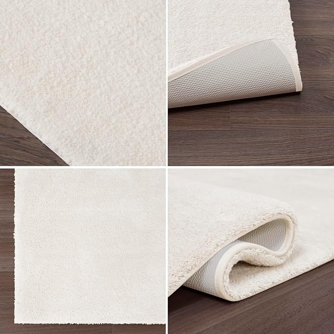 Madison Park Marshmallow Bathroom Rug Non Slip, Luxrurious Plush Bath Mat, Absorbent, Quick Dry, Spa Design Bath Room Décor, 20x30, Cream