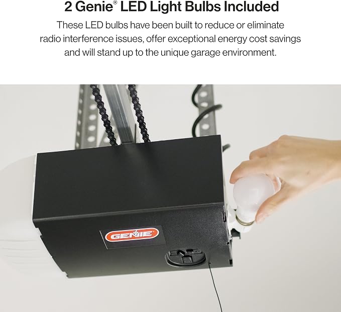 Genie Chain Glide Connect Essentials Smart Garage Door Opener, 2033-LO | Aladdin Connect Wi-Fi, Chain Drive, LED Bulbs Included, 1 Remote, Works with Alexa, Google Assistant and SmartThings