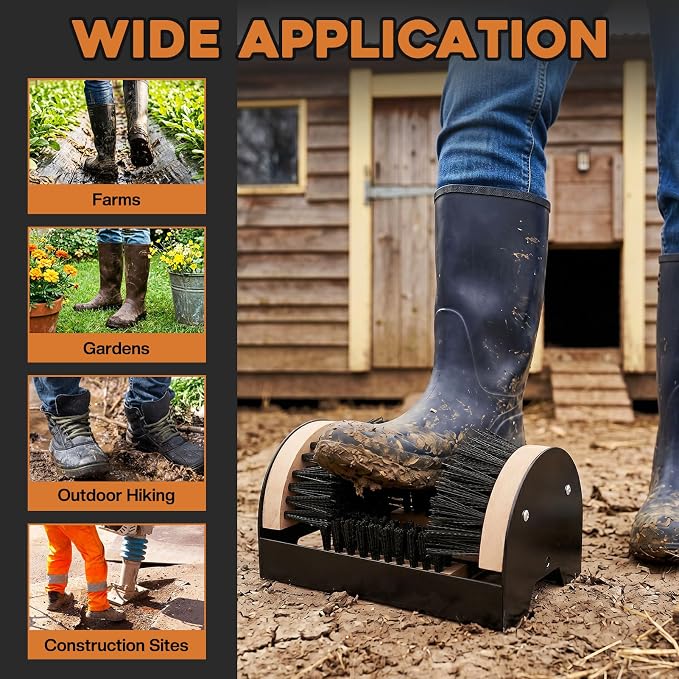 4Pcs Outdoor Heavy Duty Boot Brush Scrubber Boot Jack Shoe Cleaner Scraper Brush with Shoe Horn Cleaning Cloth(Style A)