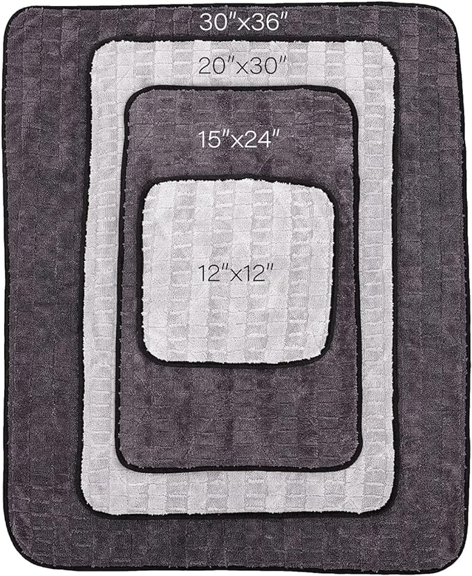 The Rag Company Gauntlet Car Drying Towel, Ultra-Absorbent 70/30 Blend Korean Microfiber, Dries Vehicles Faster Without Scratching, 900 GSM, 12x12 Inches, Ice Grey/Grey, 3-Pack