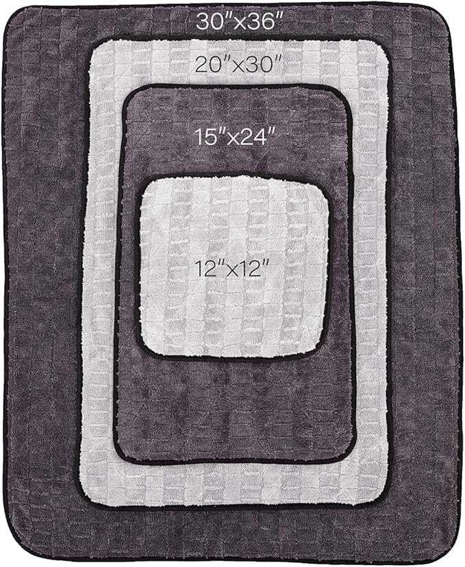 The Rag Company Gauntlet Car Drying Towel, Ultra-Absorbent 70/30 Blend Korean Microfiber, Dries Vehicles Faster Without Scratching, 900 GSM, 15x24 Inches, Ice Grey/Grey, 2-Pack