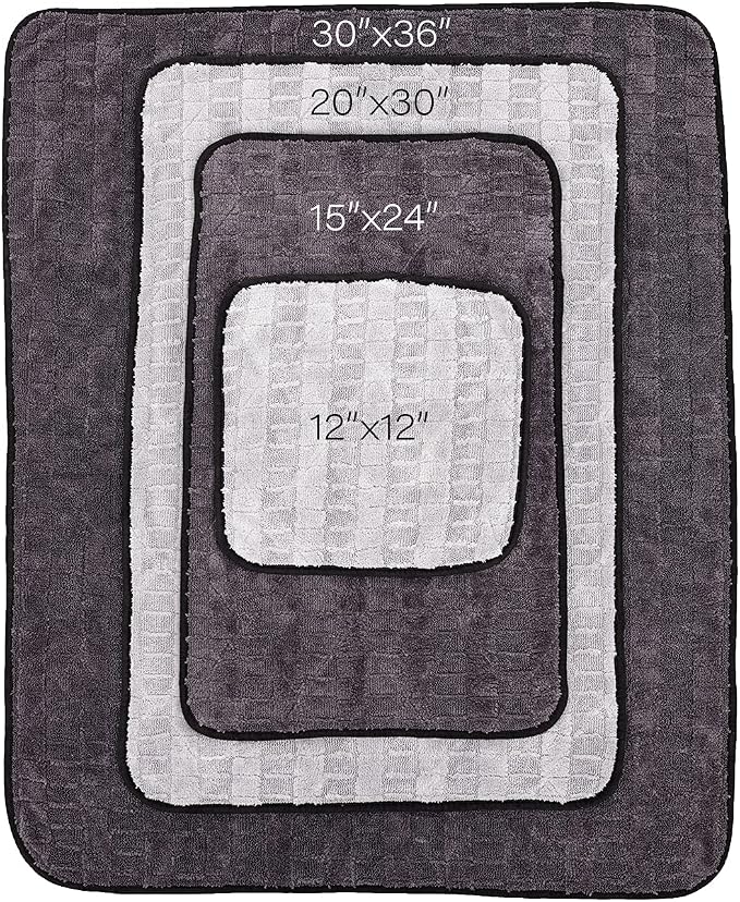 The Rag Company Gauntlet Car Drying Towel, Ultra-Absorbent 70/30 Blend Korean Microfiber, Dries Vehicles Faster Without Scratching, 900 GSM, 20x30 Inches, Ice Grey/Grey, 1-Pack