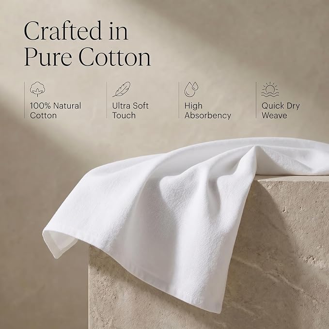 Urban Villa Kitchen Towels Cotton Dish Towels 20”x30” (Set of 6) White