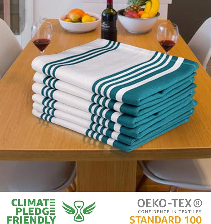 Urban Villa Easter Kitchen Towels 100% Cotton Dish Towels for Kitchen (Set of 6)20”x30” Dish Cloths Highly Absorbent Kitchen Linen Set with Hanging Loop Perfect for Drying Dishes Cleaning Towels-Teal