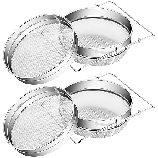 2 Sets Honey Strainer Stainless Steel Double Sieve Honey Filter Strainer Honey Extractor Equipment for 5 Gallon Bucket Bee Keeping Equipment Tools