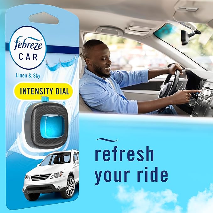 Febreze Car Air Freshener Vent Clip, Linen & Sky, 1 Count