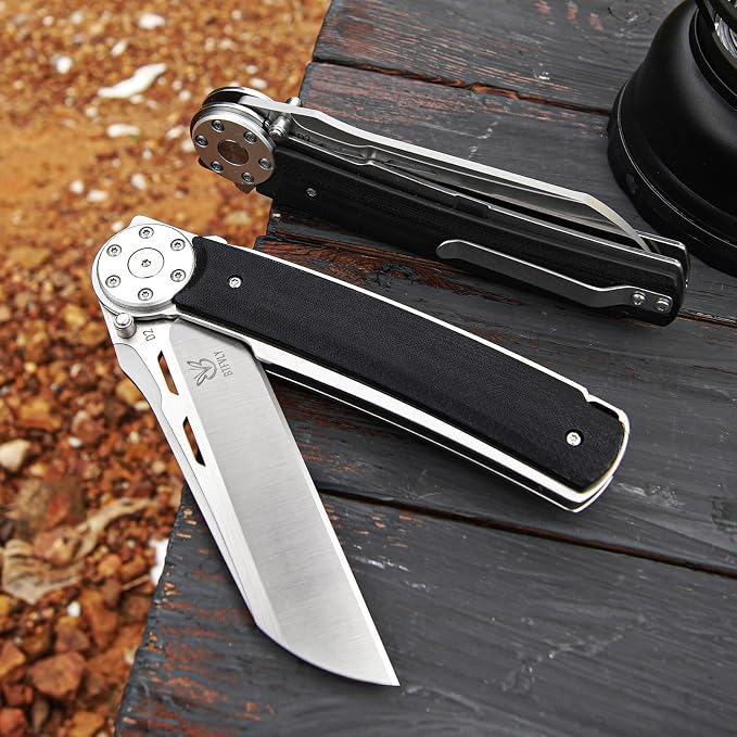Pocket Knife Folding Knife EDC Knife 9.4in D2 Steel G10 Handle | D2 Steel Blade & G10 Handle: BTFVLY Folding Pocket Knife with sharp blade, durable grip for EDC, camping & outdoor use.