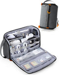 Smasrob Electronics Organizer Travel Case, Tech Bag Charger Pouch, Gray | Water Resistant, Elastic Bands, for Cord, Cable, SIM Cards, Phone, Airpods