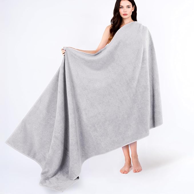 Cotton Paradise 100% Cotton Turkish Towel, Soft Absorbent Quick Dry, 40x80 Oversized Bath Sheet Towel, Silver Grey