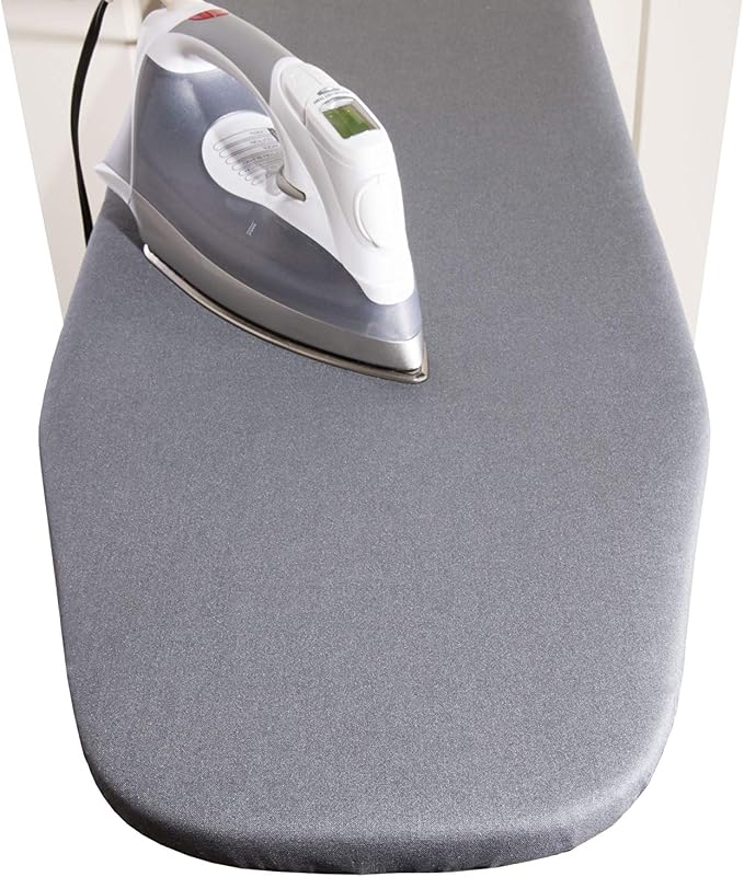 Over The Door Ironing Board Cover & Replacement Pad 42” x 14” - Italian Made for Homz Door Mounted Ironing Board with Grommets - 3 Layers - AlumiTek Coated Gray Color with Pull Bungee Cord Fit System
