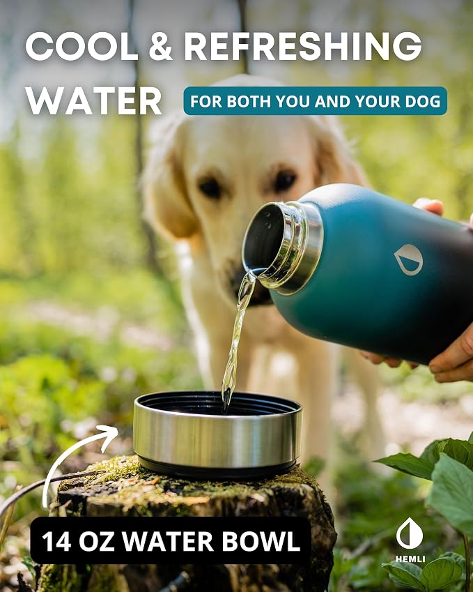Dog Water Bottle, Insulated Dog Travel Water Bottle, Stainless Steel Pet Water Bottle Dispenser Portable Food and Water Bowl for Dogs with Carrying Case for Walking Dog Canteen Travel Kit
