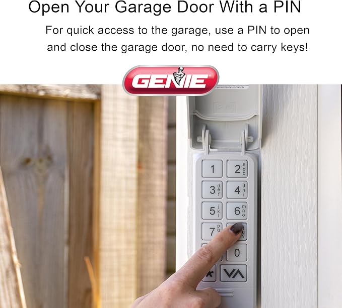 Genie Garage Door Opener Wireless Keyless Keypad, Model GK2-R | Large Easy-to-Push Buttons, Compatible With Genie Intellicode Openers, Backlit PIN Entry and Protective Flip-Up Cover