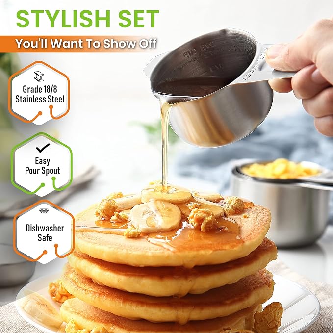 Spring Chef Baking Bundle - Ice Cream Scoop & Rectangular Measuring Spoons & Measuring Cups