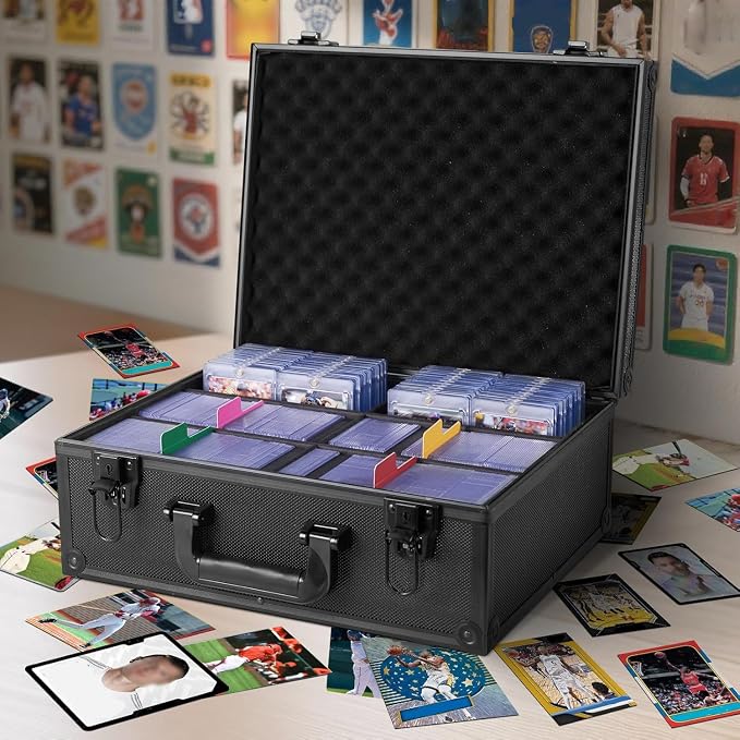 Top Loader Storage Box, Trading Card Case for Sports Cards, Fits 3" x 4" 35PT Hard Sleeves with 18 Color Separators & 6 Foam Dividers, Card Box Holders 610+ Top Loaders, 140+ Magnetic Holder