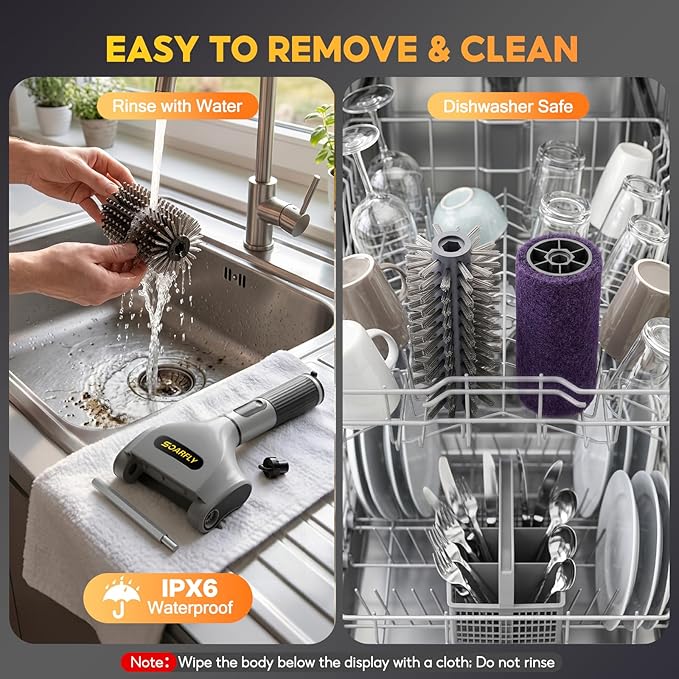 SOARFLY Electric BBQ Grill Brush, 800RPM Grill Cleaner for Outdoor Grill with 2-Speed & 20kg Torque–Last 3.5H, Dual LED Light for Night, No Bristle Drop Safe for Cast Iron Stainless, Gifts for Men Dad
