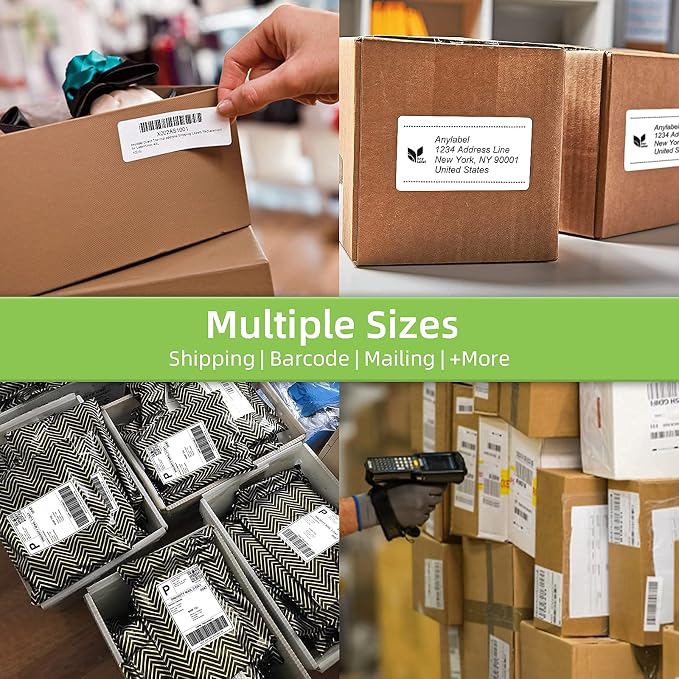 Compatible 4" x 2" Direct Thermal Labels Replacement for Barcodes Postage Address Shipping Compatible with Rollo & Zebra Desktop Printers Adhesive & Perforated (12 Rolls, 750 Labels/Roll)