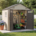 Aoxun 8x6 Ft Outdoor Storage Shed with Floor, Large Resin Outdoor Shed with Lockable Door & Windows, Garden HDPE Sheds for Lawn Tools, Pool Supplies & Bikes