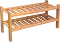 2-Tier Acacia Wood Stackable Shoe Rack - Brush Teak