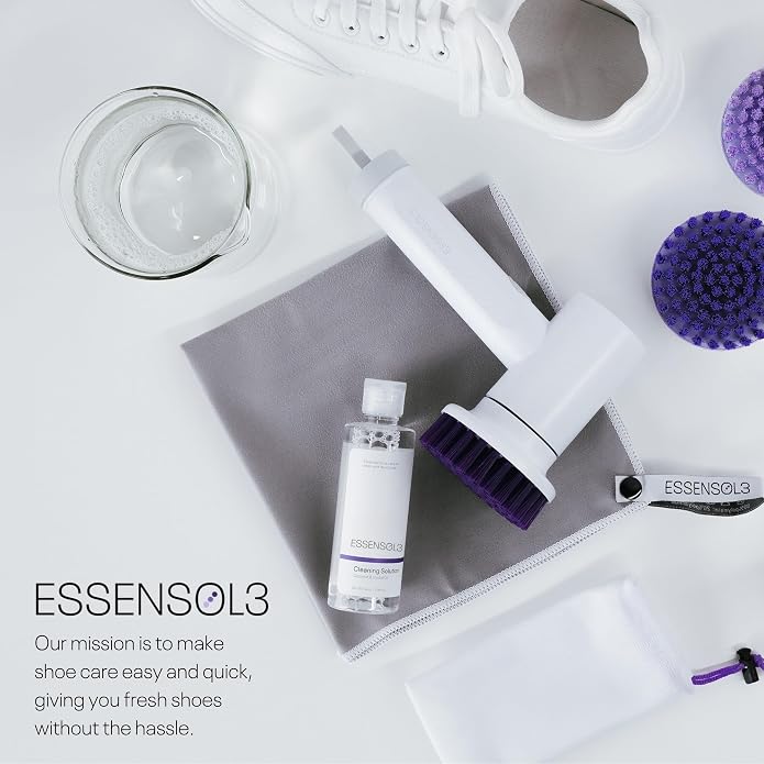 Electric Shoe Cleaning Kit, Rechargeable Shoe Cleaner Brush with 3 Heads & Solution for Sneakers