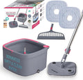 True & Tidy Square Spin Mop & Bucket System w/Extra Squeegee Head