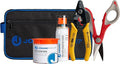 Jonard Tools TK-283 Fiber Cleaning Kit with Kevlar Cutting Shears, 3 Hole Fiber Stripper, Cleaning Fluid, Dry Wipes, and Carrying Case