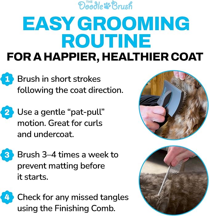 The Doodle Brush, Slicker Brush for Dogs Detangler, Poodle Pin Dematting Dog Hair Brushes, Extra Long Pin Slicker for Goldendoodle, Cockapoo, Cavapoo, Tangle-Free Grooming Shiny Coat Pet Brushes