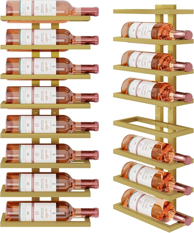 Hoctieon 8 Tier Wall Mount Wine Rack, Wall Racks for Wine Bottles Display and Storage, Hanging Bottle Organizer for Living Room, Dining Room, Wine Cellar, Bar, Quartz Green