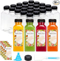 TOMNK 32pcs Juice Bottles, 12oz Reusable Plastic Juice Bottles with Caps and Labels, Funnel, Brush Beverage Containers for Juicing, Smoothies, Tea, Milk