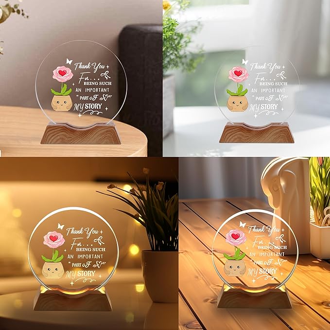 ZHSHAT LED Lighted Crystal Plaque - Thank You Gifts for Women Boss Coworker Teacher Christmas Thanksgiving Bosses Day Going Away Gift Home Night Light