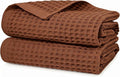 Waffle Bath Towels Set of 2 (Rust) - Fall Bathroom Decor, Large 31” x 62” | Low Lint, Lightweight & Quick Dry Cotton Towels