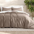 Bare Home Bedding Duvet Cover Queen Size - Premium 1800 Super Soft Collection - Lightweight, Cooling Duvet Cover - Soft Breathable Bedding (Queen, Taupe)
