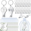 Fulmoon Wedding Multi Function Bottle Opener Nail Clipper Wedding Favors Brewery Cards White Organza Bags for Party Supplies Gift Souvenir Guests Men Women(100 Sets)