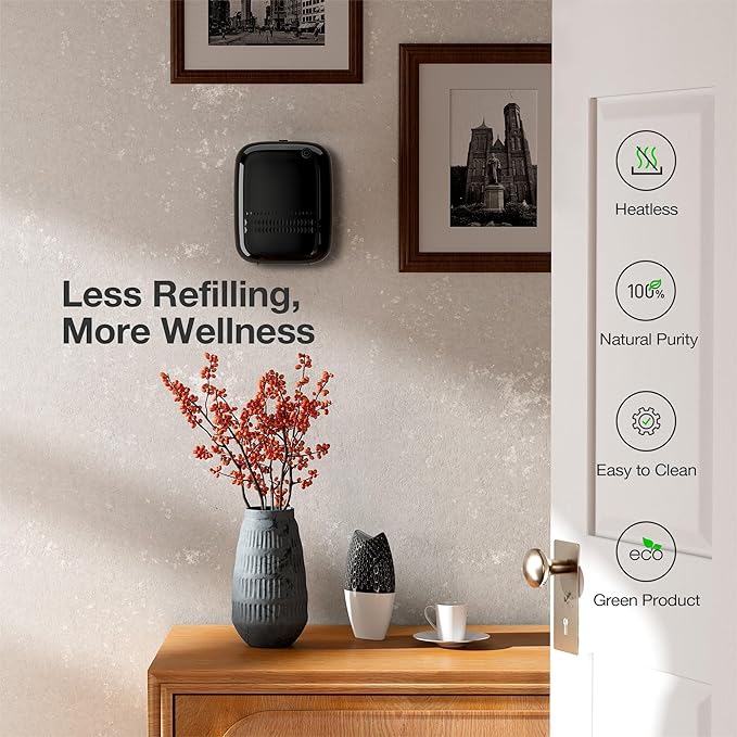 Smart Waterless Essential Oil Diffuser (400 mL Capacity) Hotel Scent Starter Kit with 200mL Fragrance Oil, Up to 2000 sq ft App Control Scent Air Machine with 12V1A Power Adapter, ANW Kit Black