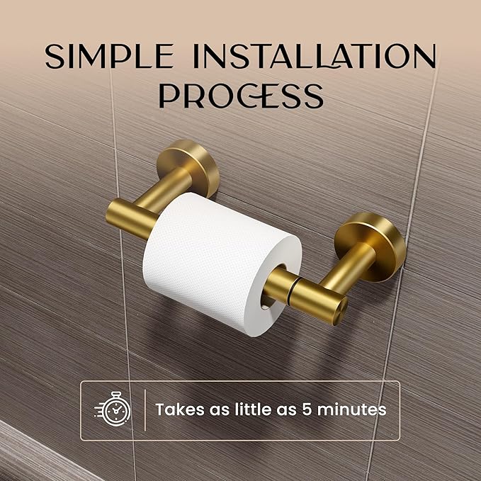 Day Moon™ - Toilet Paper Holder - Modern Roll Holder for Bathroom - 1 Pack - Wall Mount - Classic, Gold