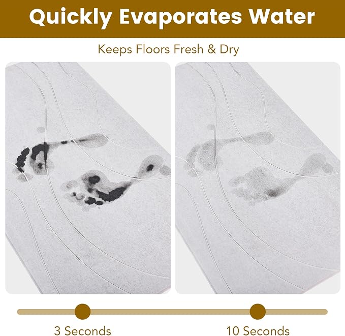 Extra Large Stone Bath Mat, 30'' x 17'' Diatomaceous Earth Non-Slip Stone Shower Mat, Super Absorbent Diatomite Stone Mats for Bathroom Dark Grey XL Plex
