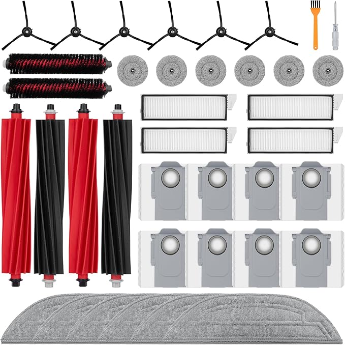 36 Pack S8 MaxV Ultra Accessories Kit Compatible with Roborock S8 Max/MaxV Ultra Robot Vacuum,Main Brushes,Dust Bags,Mop Cloths,Edge Mop Cloths,Filters,Side Brushes,Self-Main Brush