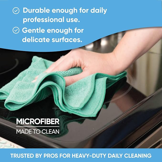 12" x 12" Microfiber Cleaning Cloths (50 Pack) - Reusable Towels, Wash Rags, Dust Cloth, All-Purpose: Kitchen, Dish, Cars, Shop, Glass (White)