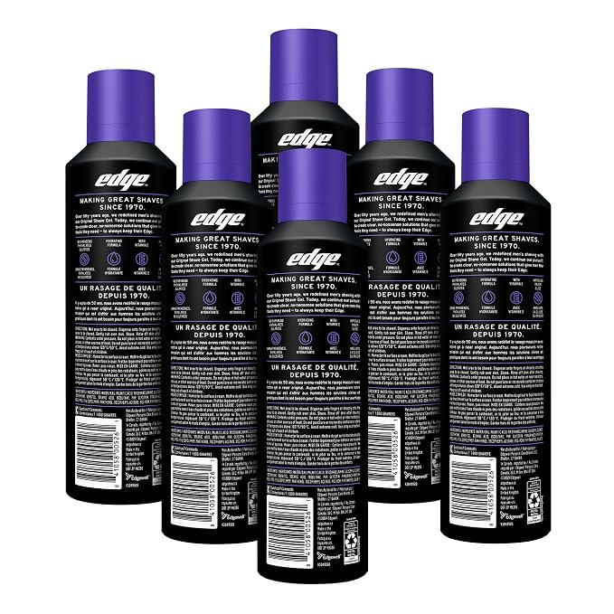 Edge Shaving Gel for Men, Extra Moisturizing with Vitamin E, (6 Pack) - Shave Gel For Men That Moisturizes, Protects and Soothes To Help Reduce Skin Irritation