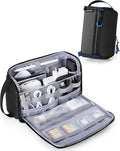 Smasrob Electronics Organizer Travel Case, Tech Bag Charger Pouch, Black | Water Resistant, Elastic Bands, for Cord, Cable, SIM Cards, Phone, Airpods